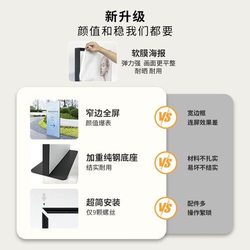 丽屏展架软膜立屏卡布广告牌立式落地海报设计门型易拉宝展示支架 - 图3