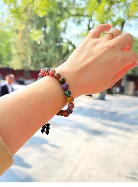 北京法务正品吉祥如意多宝多彩大漆珠佛珠手串转运手链情侣男女款