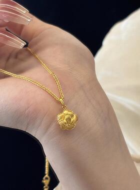 格调小红书同款丝绒玫瑰项链新款拉丝吊坠时尚奢品锁骨链花朵项链