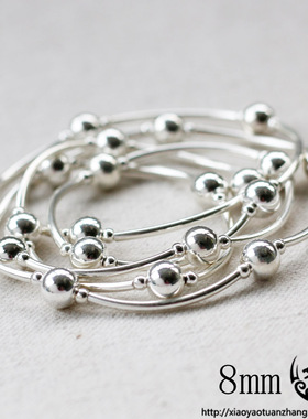 弯管多圈层银珠925韩版礼物女