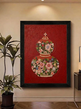 中古风葫芦花瓶玄关客厅装饰画