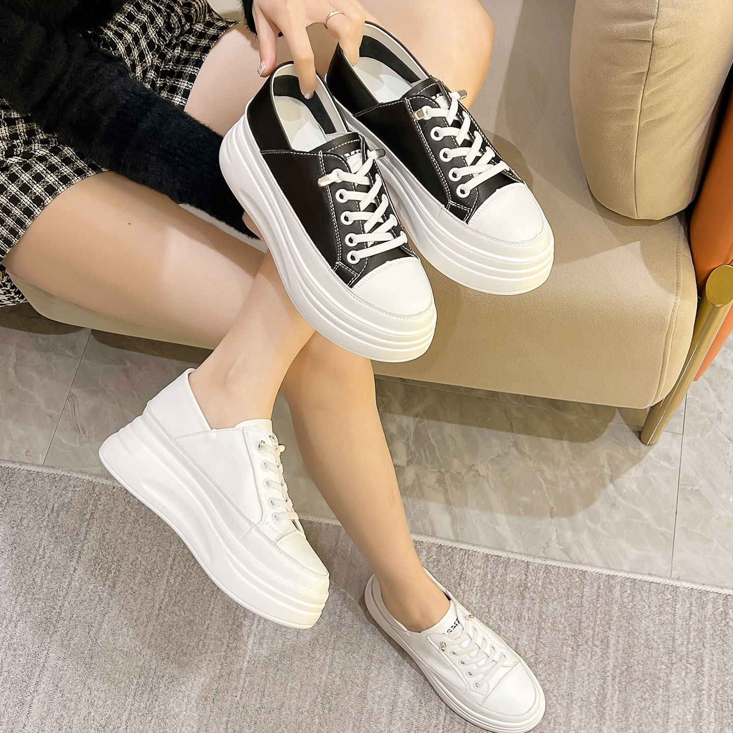 厚底小白鞋女2025新款春季真皮透气两穿女鞋一脚蹬轻便百搭休闲鞋,淘宝优惠券,粉丝福利购,淘宝优惠卷