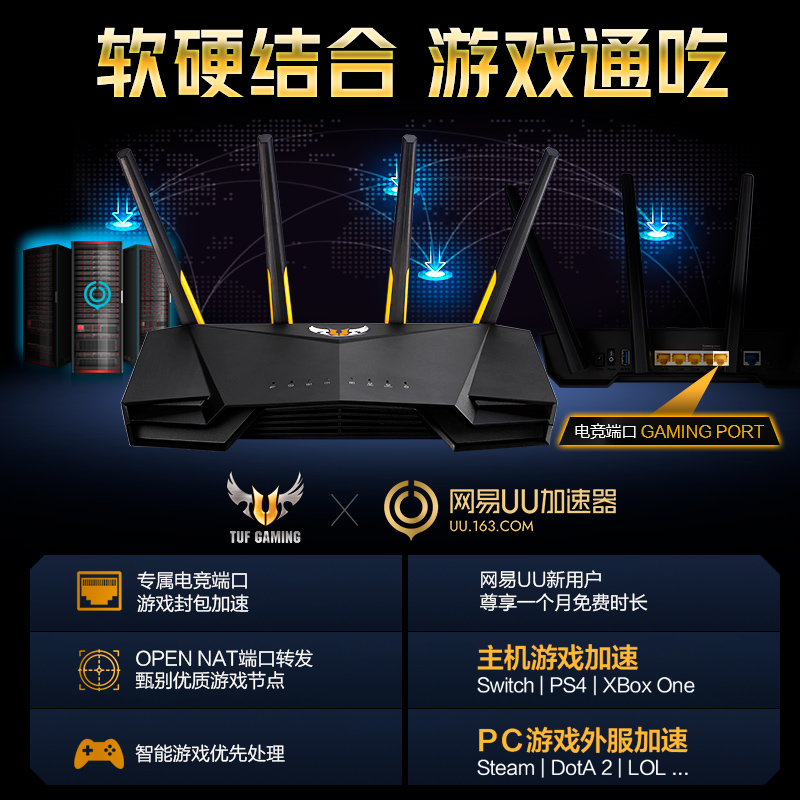 iPhone11 支持 wifi 高速 5G 家用穿墙 AiMesh 全千兆路由器 3000M 光纤双频无线 AX3000 TUF 电竞路由 6 Fi Wi 华硕 Asus iPhone11 支持 wifi 高速 5G 家用穿墙 AiMesh 全千兆路由器 3000M 光纤双频无线 AX3000 TUF 电竞路由 6 Fi Wi 华硕 Asus