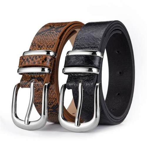 2025新款蛇纹女式腰带时尚赫本风文艺复古装饰学生青年针扣皮带女 - 图2