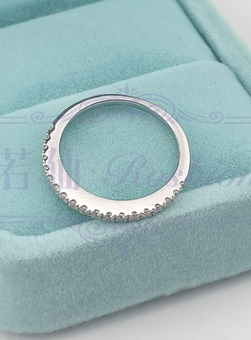 排钻半钻内嵌戒指S925纯银镀金指环女白金色轻奢小众精致高级设计