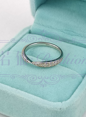 扭臂排钻戒指S925纯银镀金指环女白金色潮流饰品小众设计个性轻奢
