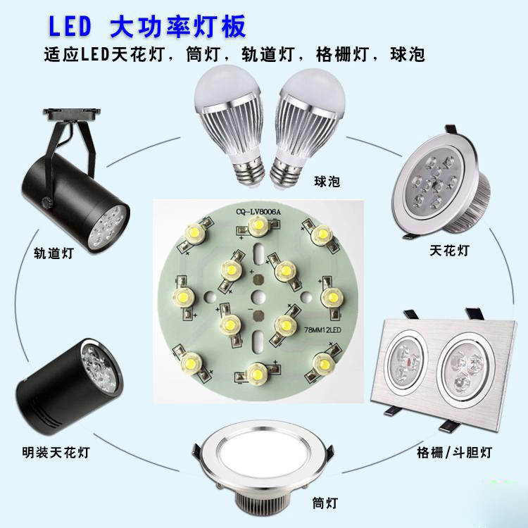 大功率LED灯珠光源板3W5W7W9W12W18W球泡灯天花射灯筒灯改造灯板 - 图0