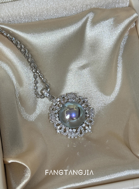 方糖家极光珍珠蕾丝花边项链