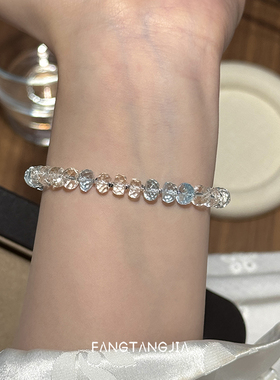 方糖家天然黄水晶托帕石纯银手串