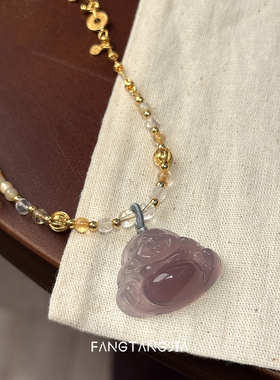 方糖家原创新年紫玉髓佛公项链