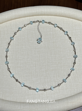 方糖家天然托帕石满天星纯银项链