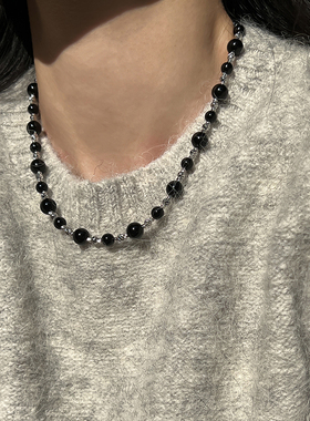 满天星切花珠黑玛瑙轻奢项链