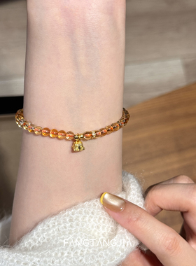 方糖家天然黄塔晶纯银佛公手串