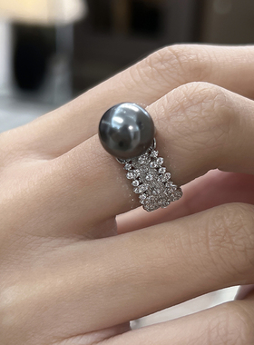 大溪地色施家珍珠S925纯银戒指