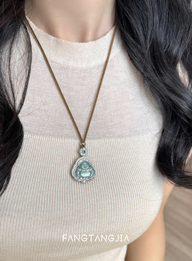 方糖家翡翠佛公新中式编绳项链