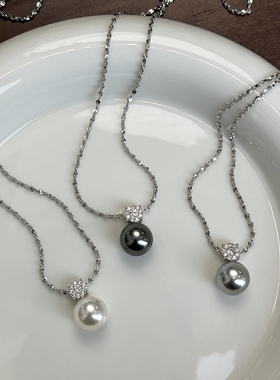 方糖家施家珍珠纯银星光链项链