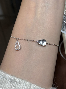 方糖家纯银石英质玉葫芦手链