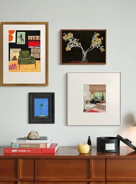 沙发背景墙挂画中古风包豪斯艺术组合画北欧复古玄关卧室装饰画