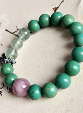 售罄仅欣赏松石绿草莓晶紫马粉老银配饰手串珠新中式 ins风手串