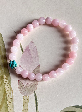 fu利 天然粉玉髓湖北绿松绣球手链粉色手串招桃花送闺蜜礼物