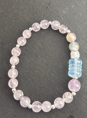 福利 天然淡紫水晶海蓝宝彩月光石多宝 韩版女款简约精致送闺蜜礼