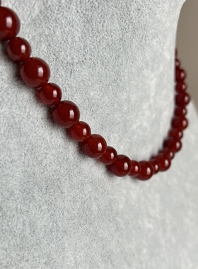 孤品 天然无优红玛瑙简约项链锁骨链小众时尚百搭ins博主同款