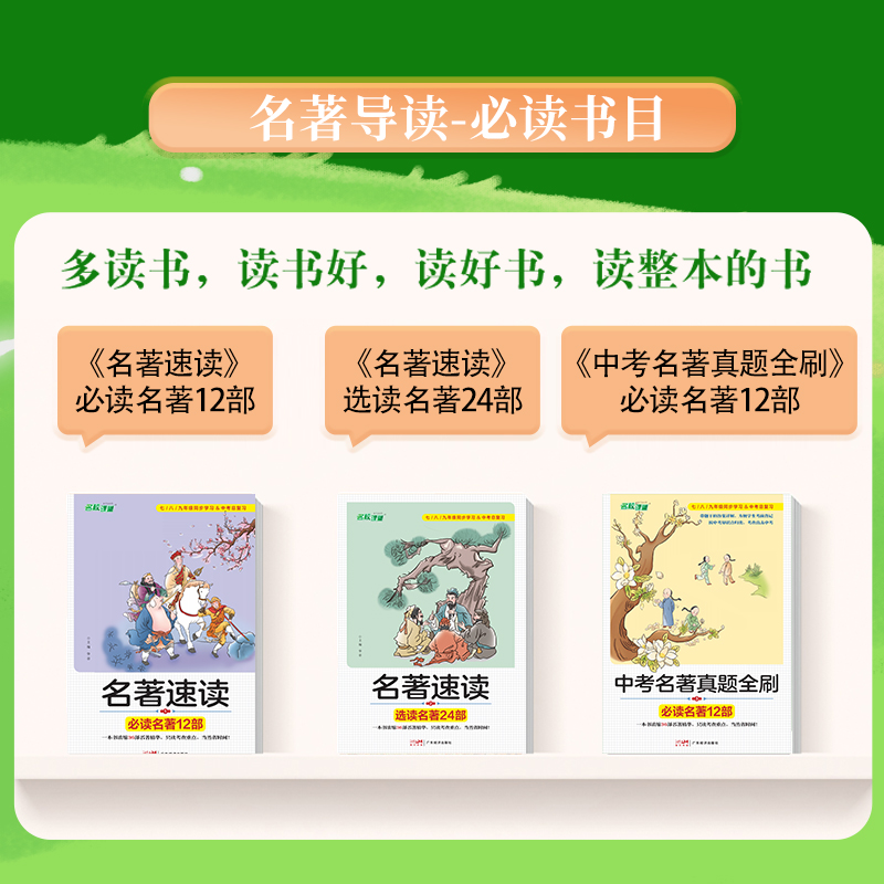 2024名校课堂名著速读选读中考名著真题全刷七八九年级初中生名著导读语文阅读考点精练一点通必读12部思维导图状元笔记练习册书