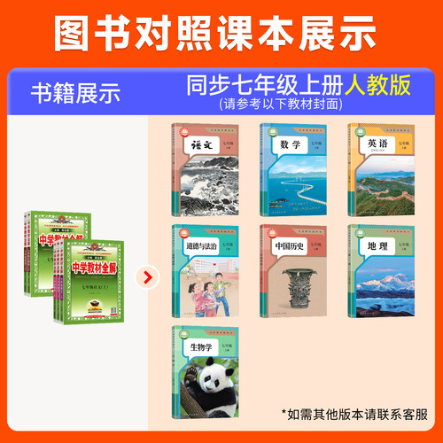 2026新版中学教材全解七年级上册全套课本初一7年级上下语文数学英语政治历史地理生物人教版教材书初中教材解读教材帮教辅资料书 - 图1
