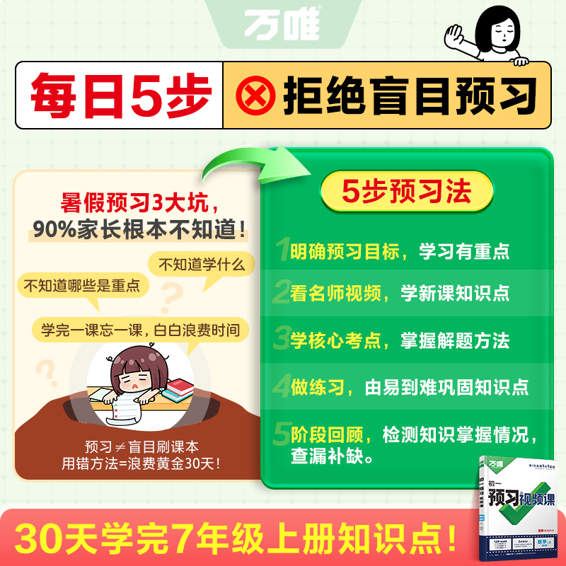 2026万唯预习视频课小升初衔接教材六年级升七年级上册语文数学英语生物地理课本6升7初一暑假作业万维中考预习练习册刷题资料