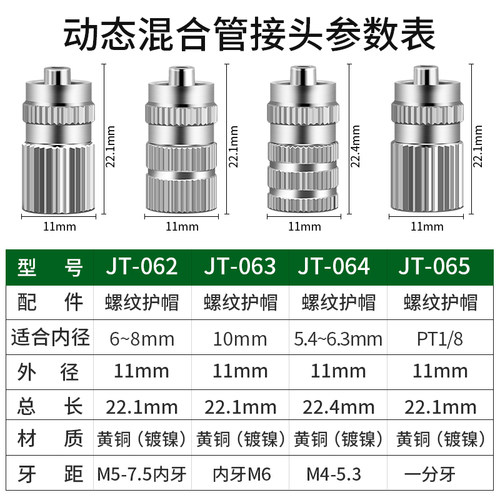 静态混合管转接头塑料接头金属可装点胶针头动态ab混胶棒转换接头 - 图3