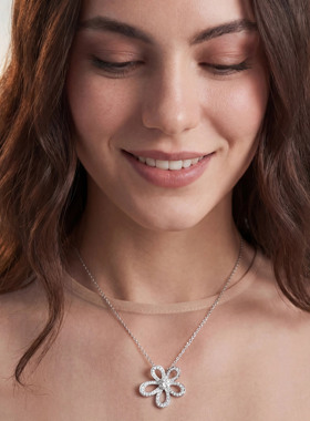 Lottie满钻太阳花项链女款2026新款高级感轻奢五瓣花锁骨链小众