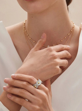 Lottie珞缇小雏菊戒指意大利复古优雅宽版轻奢高级感女礼物布家戒