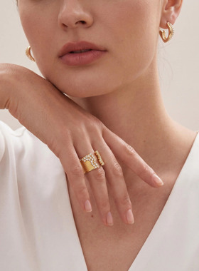 珞缇法式复古满天星锆石开口戒指