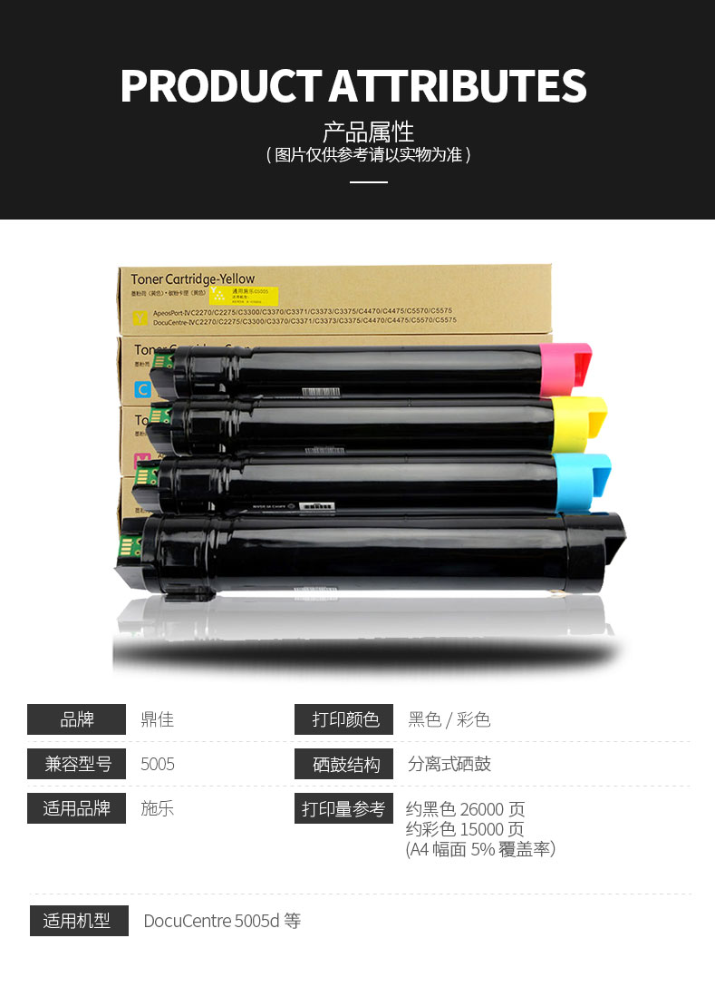 鼎佳墨粉盒适用富士施乐CP5005DA碳粉盒DocuPrint C5005d复印机墨粉筒 彩色碳粉盒CT201668 - 图2