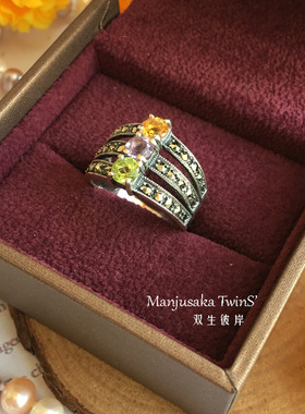 戒指三色纯银饰品镶嵌戒指