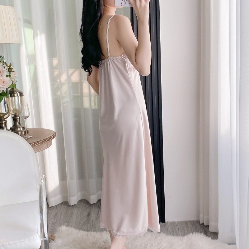 2025新款冰丝纯色花边女夏季性感吊带睡裙家居服睡袍两件套带胸垫,淘宝优惠券,粉丝福利购,淘宝优惠卷