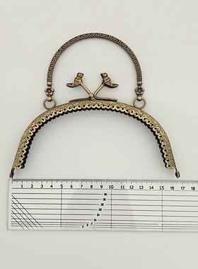 手工DIY20.5cm方形16.5cm弧形提手金色古铜色可选 小鸟头压花口金