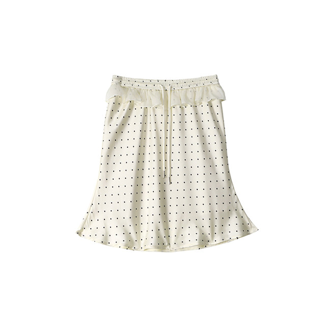 Ear-free satin lace polka dot skirt