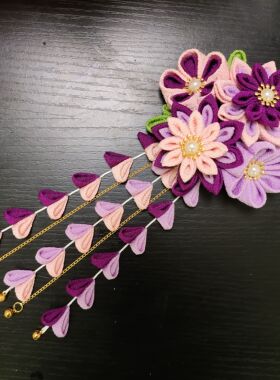diy手工日式和服边夹布艺花朵