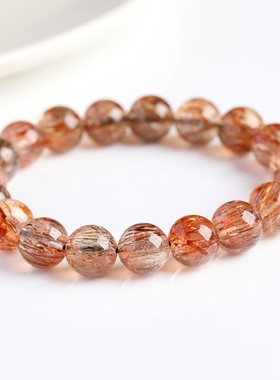 天然黑金超七水晶清透满发手串