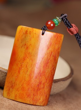 西藏老牛骨雕刻心经佛牌