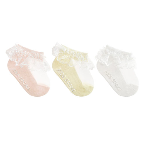 婴儿袜子夏季薄款2025新款蕾丝花边公主风宝宝无骨透气冰丝短袜 - 图3