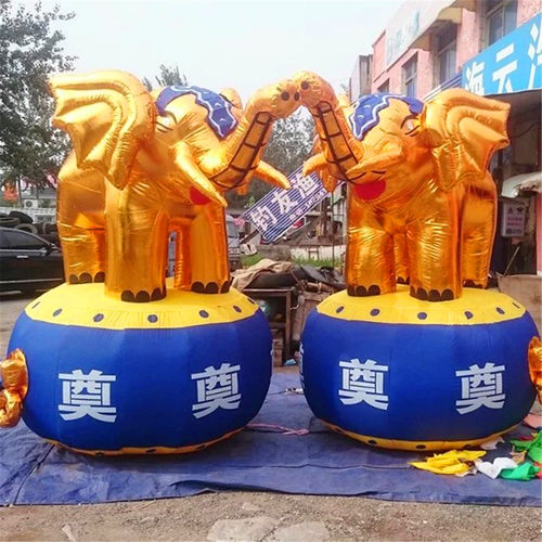 原创设计白事充气气模祭奠牌坊灵棚蓝色金狮丧事金色狮子哀悼会 - 图0