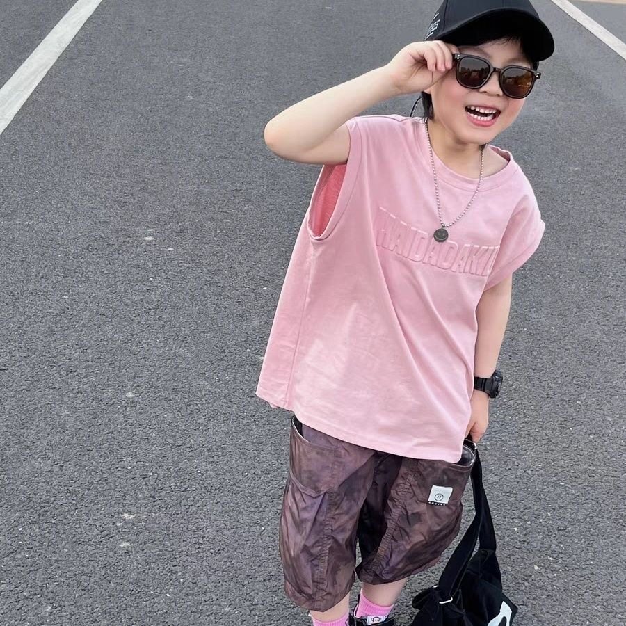 男童背心套装夏装2025新款潮帅时髦上衣夏季儿童无袖洋气T恤童装,淘宝优惠券,粉丝福利购,淘宝优惠卷