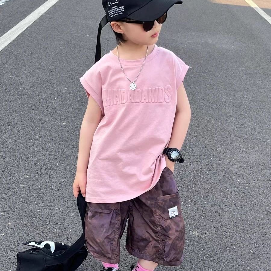 男童背心套装夏装2025新款潮帅时髦上衣夏季儿童无袖洋气T恤童装,淘宝优惠券,粉丝福利购,淘宝优惠卷