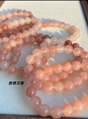 批发天然桃花酿手串女款玉石串珠金丝玉手链单圈多样性发货10mm