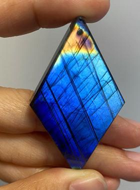 紫彩色拉长石菱形吊坠