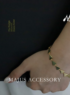 三角S925纯银镀黄金手链