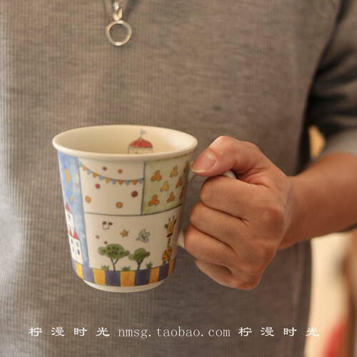 复古感高颜值釉中彩设计师哑光可爱马戏团陶瓷大容量马克杯礼物 - 图0