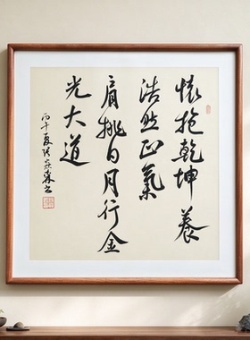 手写书法怀抱乾坤养浩然正气侘寂风客厅玄关禅意字画书房茶室挂画
